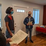 PHFH Volunteers share some opening remarks at the Leaseburg Home Dedication Event