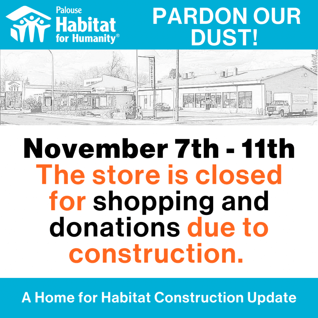 Pardon Our Dust! Store closed 11/7-11/11