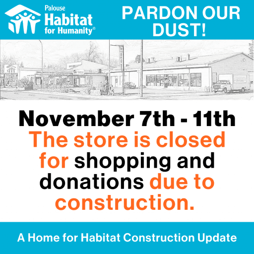 Pardon Our Dust! Store closed 11/7-11/11