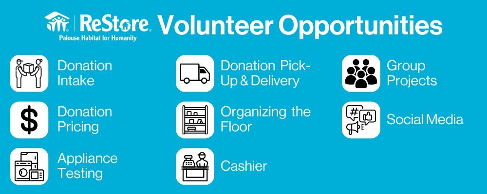 ReStore Volunteer Opportunities ReStore volunteer opportunities graphic