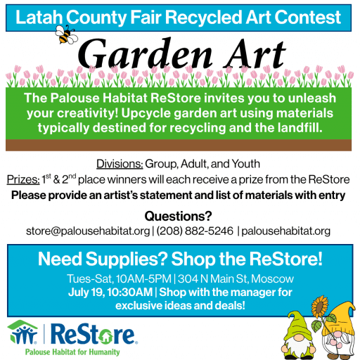 latah county fair recycled art contest 2025 - theme is garden art